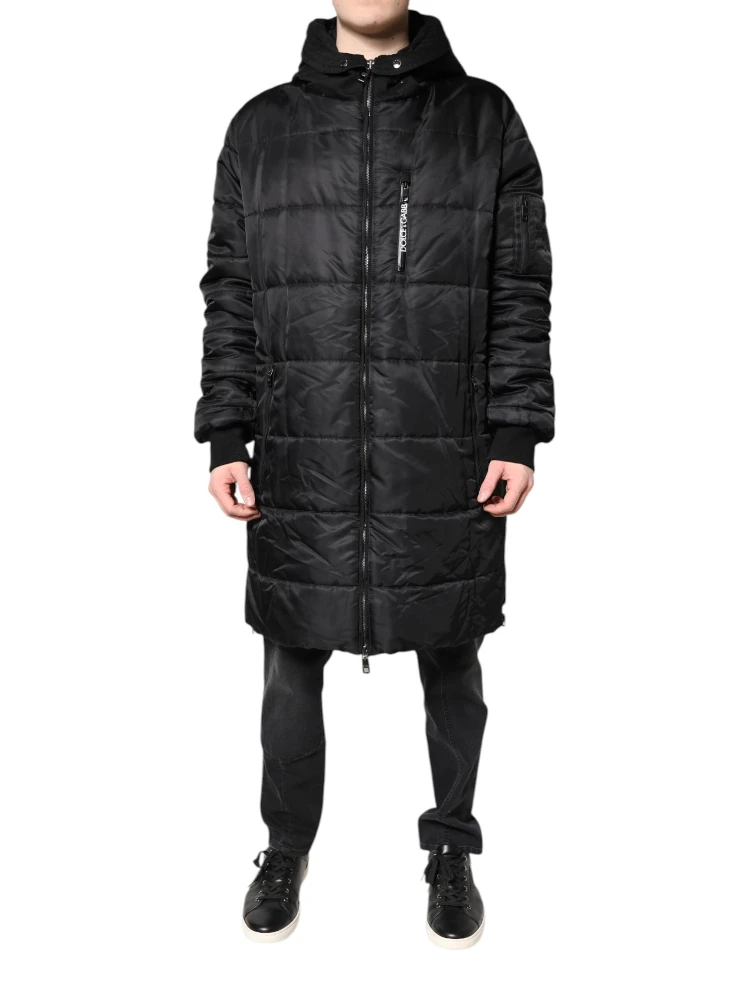 Black Hooded Parka Winter Men Coat Jacket