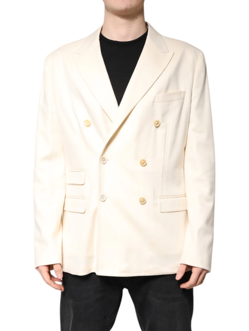 Beige Cashmere Double Breasted Coat Blazer