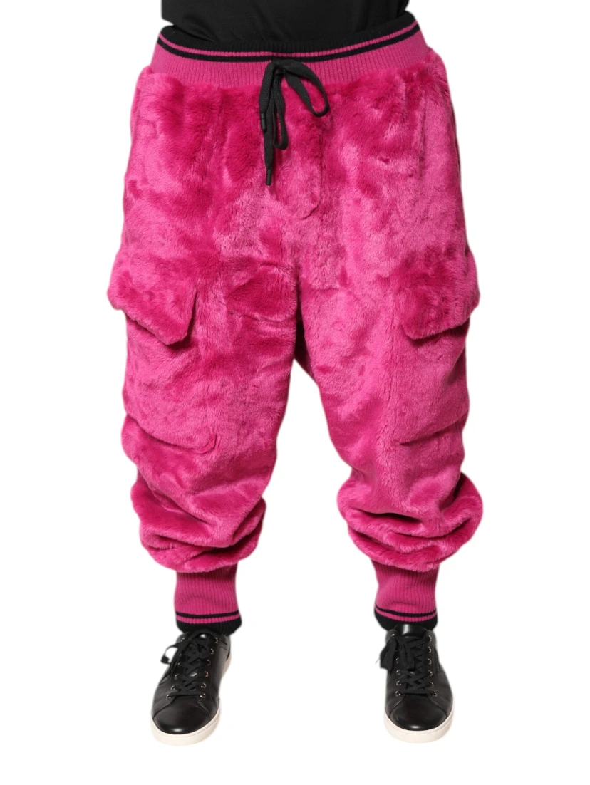 Pink Acrylic Cargo Jogging Sweatpants Pants