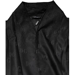 Black Silk DG Logo Men Wrap Robe Coat Jacket