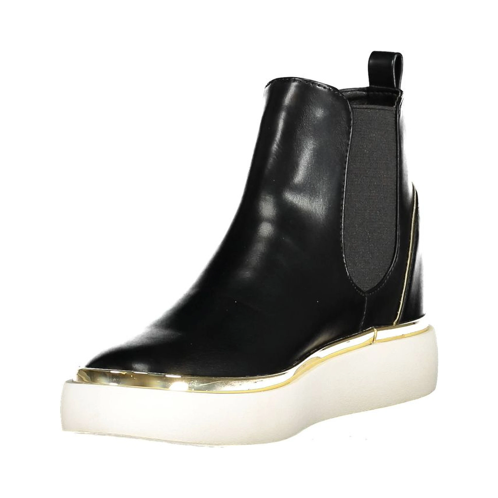 Black polyester women's ankle boot