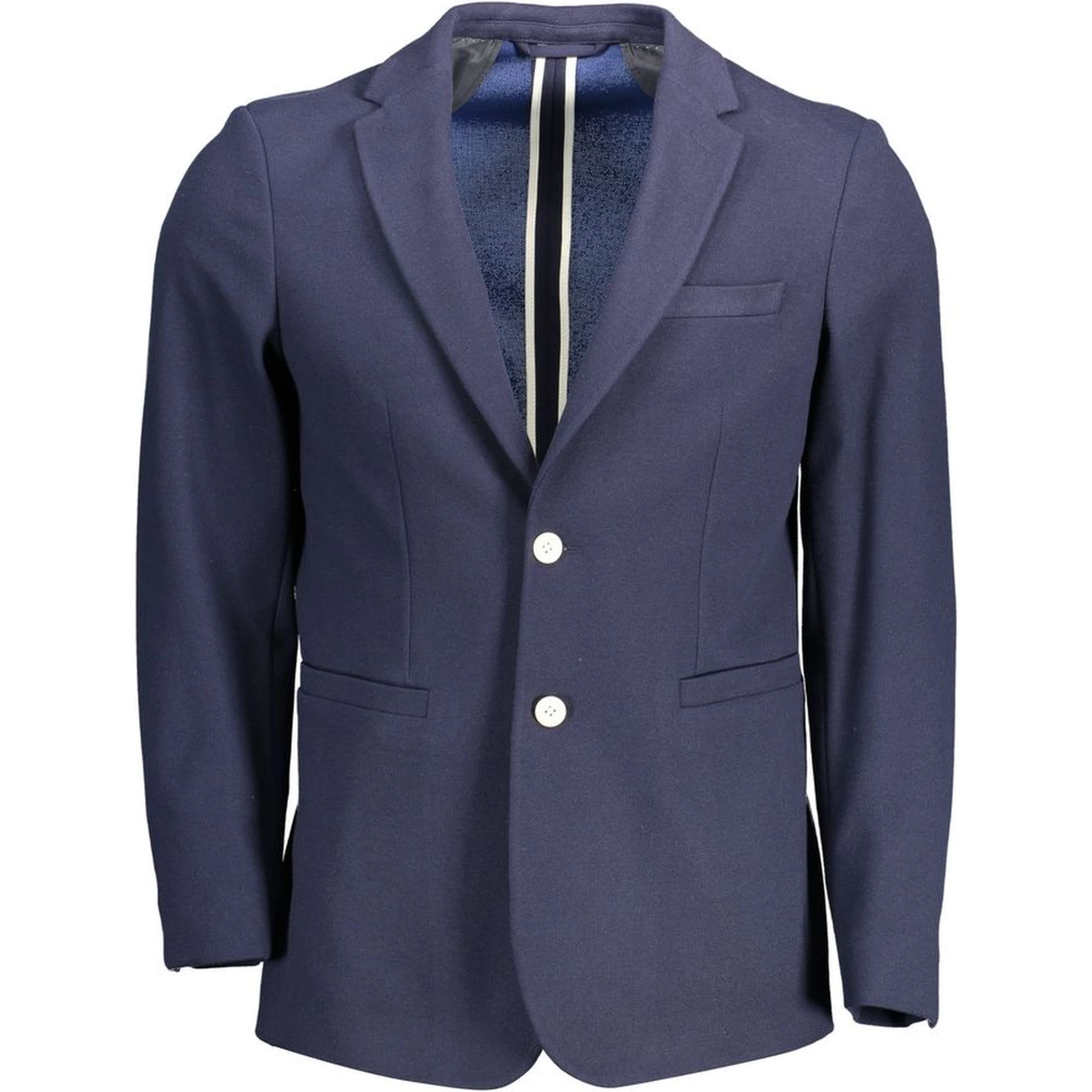 Blue Classic Slim Tailored Jacket with Two-Button Closure