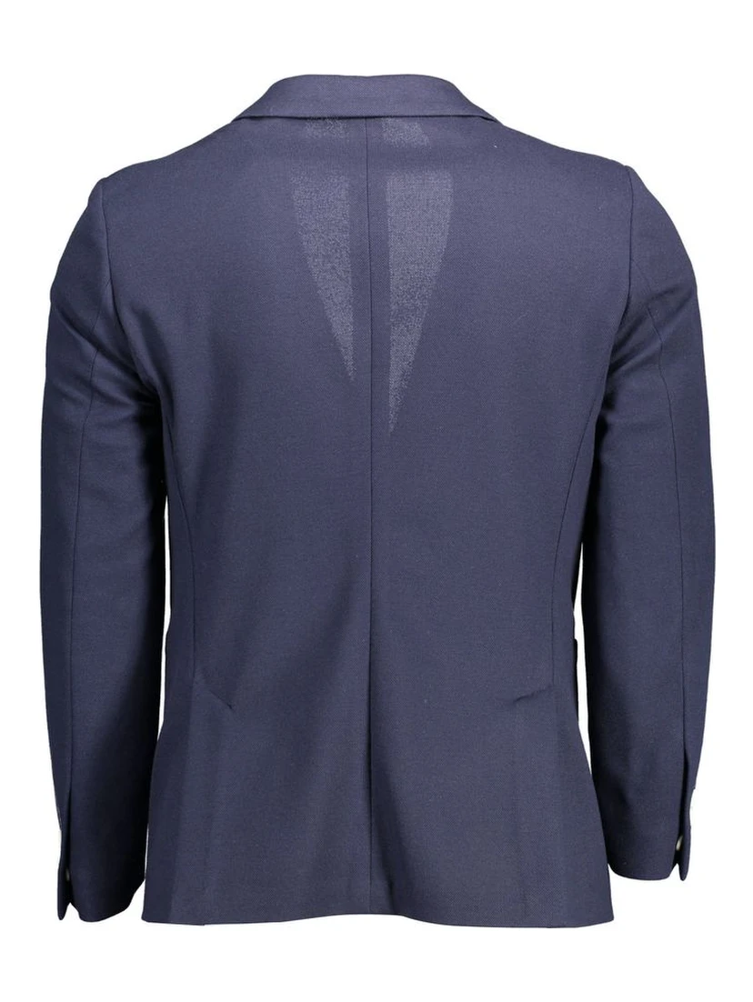Blue Classic Slim Tailored Jacket with Two-Button Closure