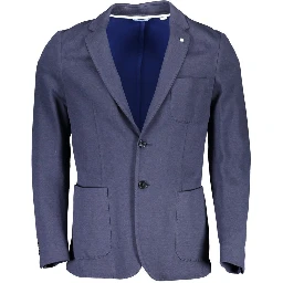 Blue Cotton Men Jacket