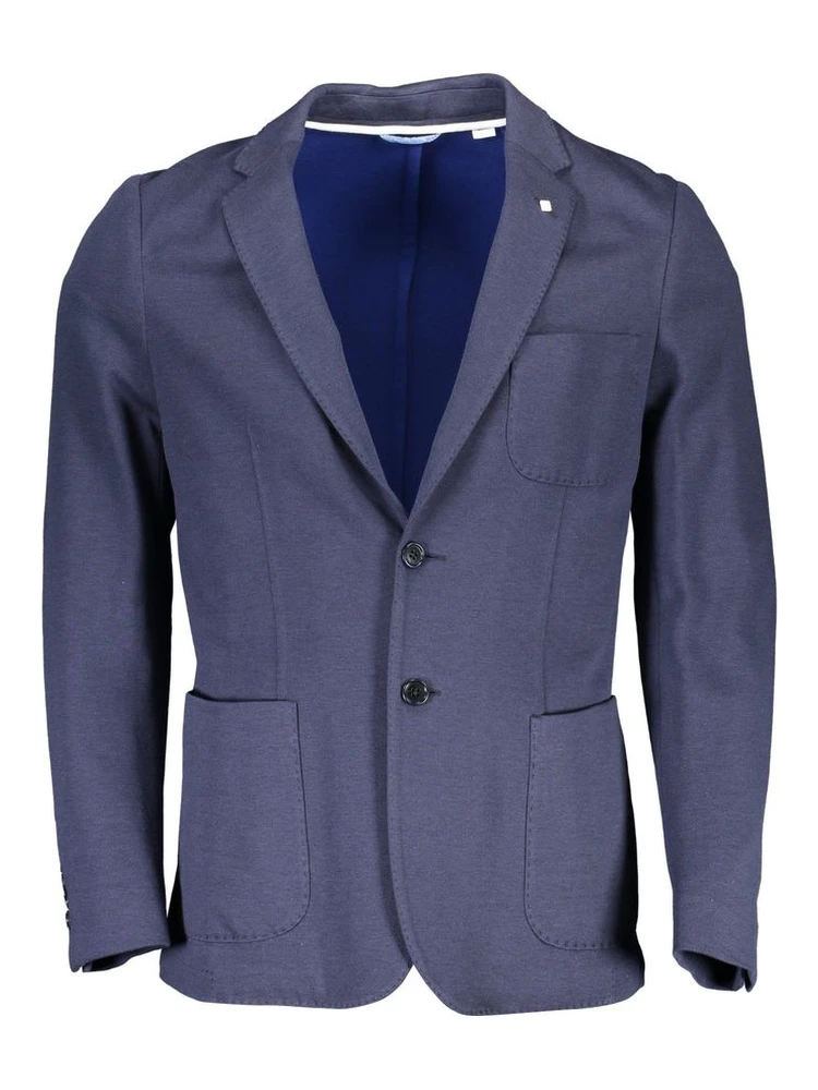Blue Cotton Men Jacket