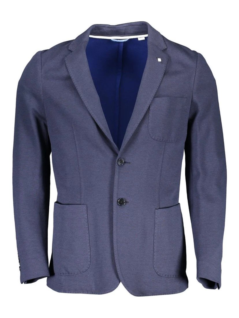 Blue Cotton Men Jacket