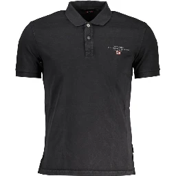 Black Cotton Men Polo Shirt