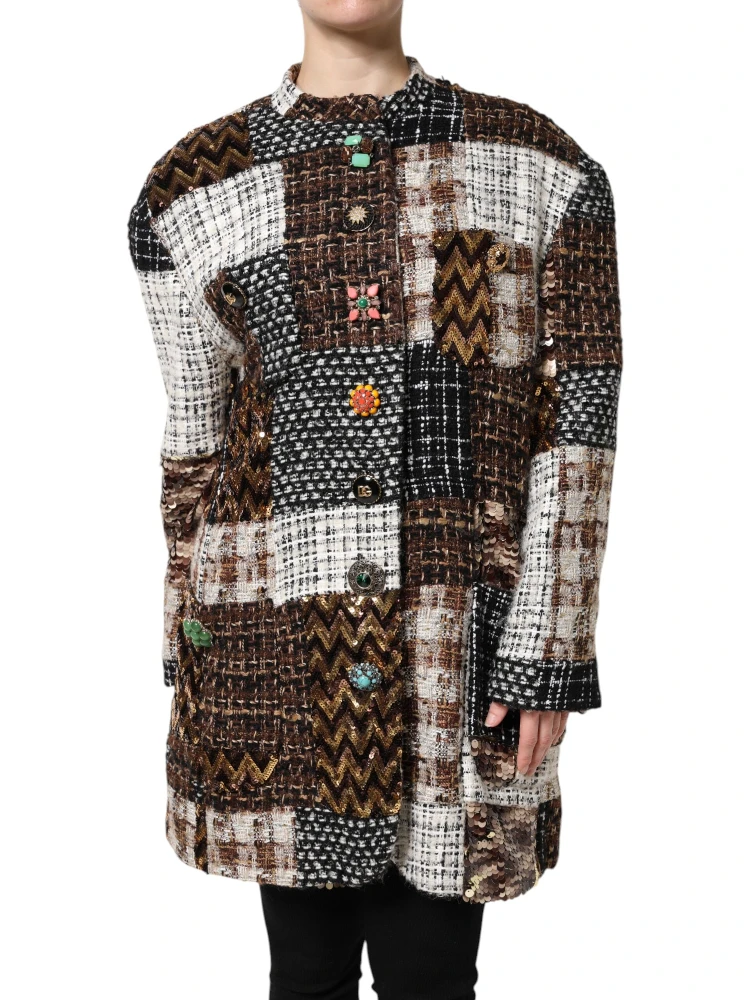 Multicolor Patchwork Button Down Jacket