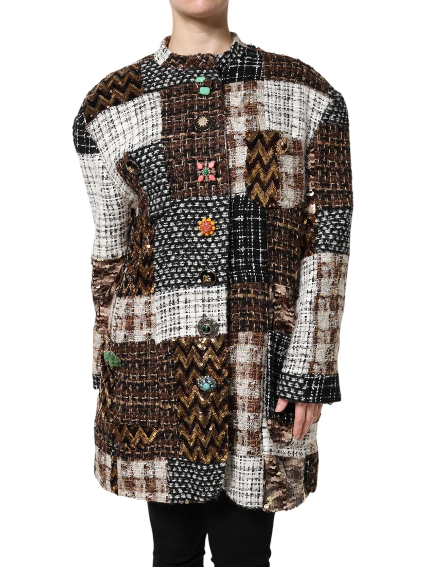 Multicolor Patchwork Button Down Jacket
