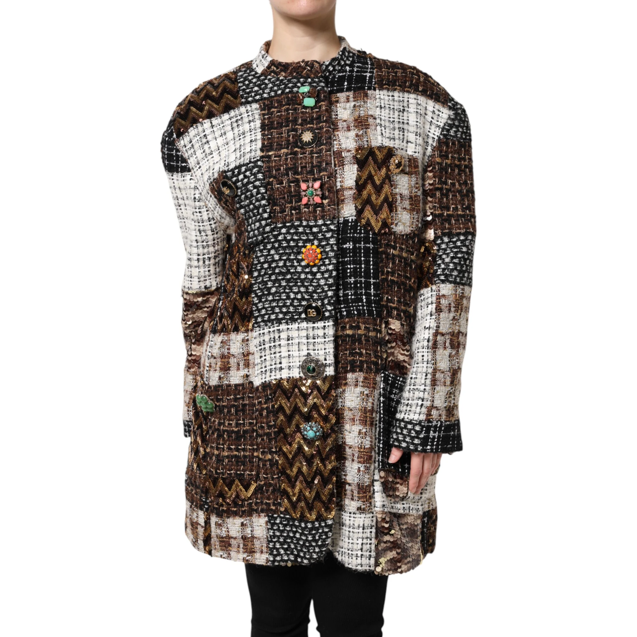 Multicolor Patchwork Button Down Jacket