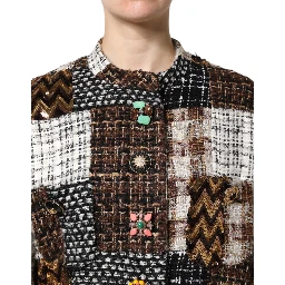 Multicolor Patchwork Button Down Jacket