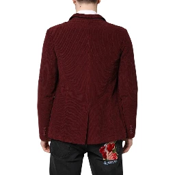 Maroon Corduroy Regular Fit Men Coat Blazer Jacket