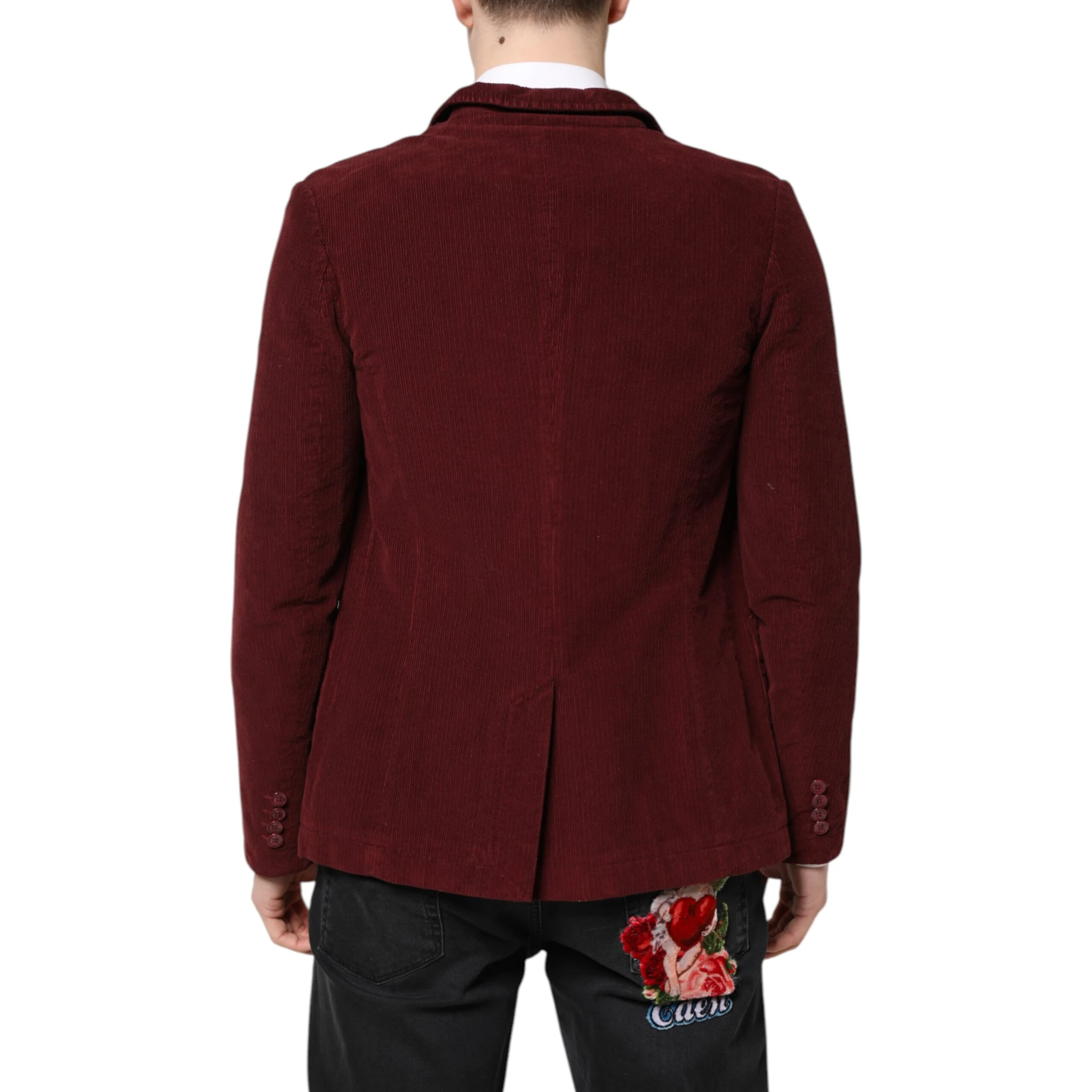 Maroon Corduroy Regular Fit Men Coat Blazer Jacket