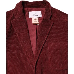 Maroon Corduroy Regular Fit Men Coat Blazer Jacket