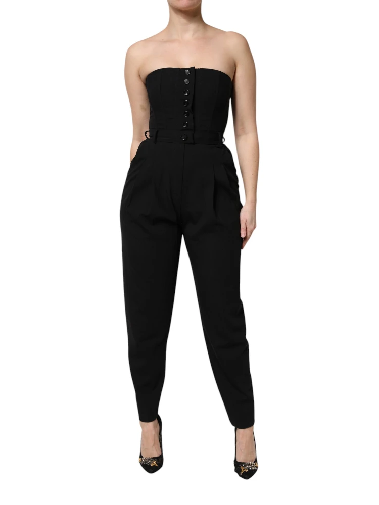 Black Wool Strapless Romper Jumpsuit Dress alternative