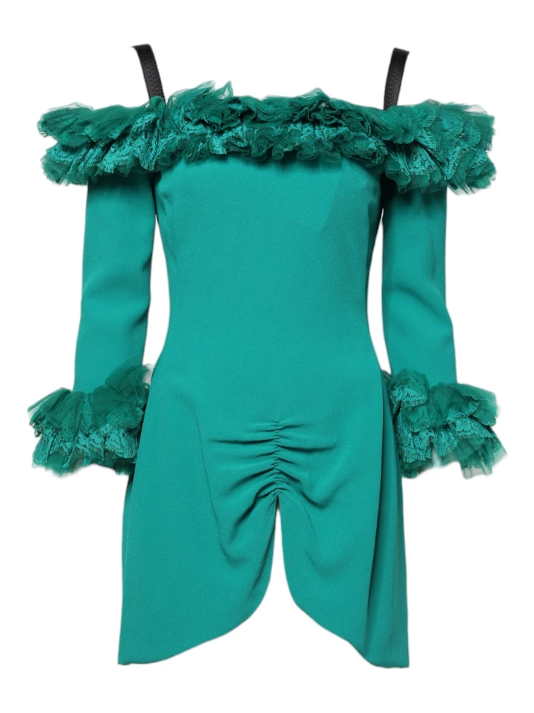 Green Lace Off Shoulder Sheath Mini Dress alternative
