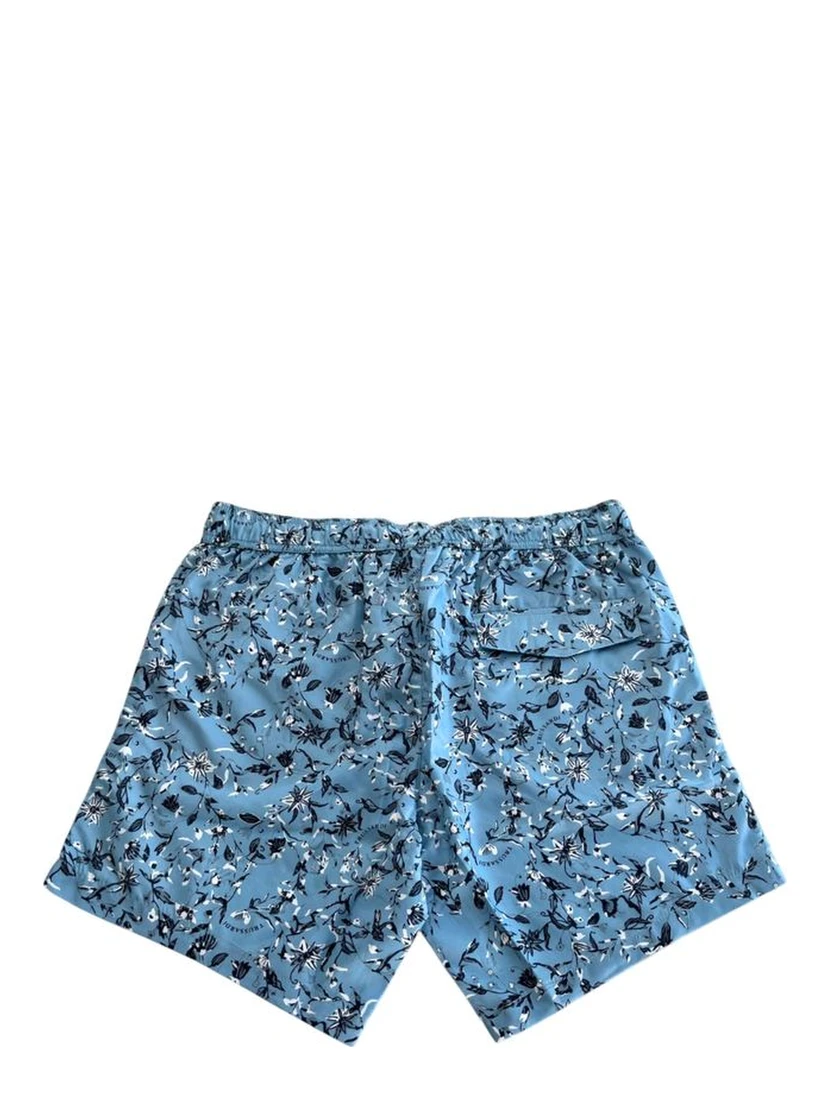 Light Blue Polyester Men Swim Trunk
