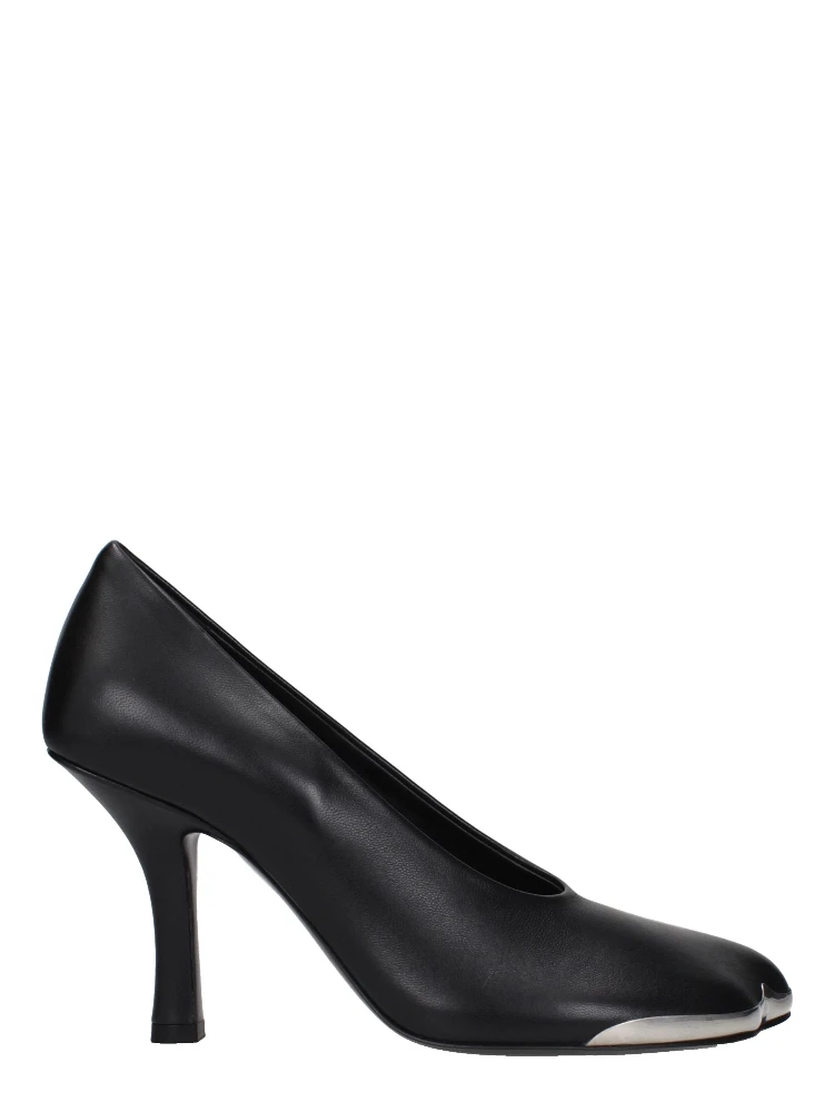 Black Leather High Heel Pumps