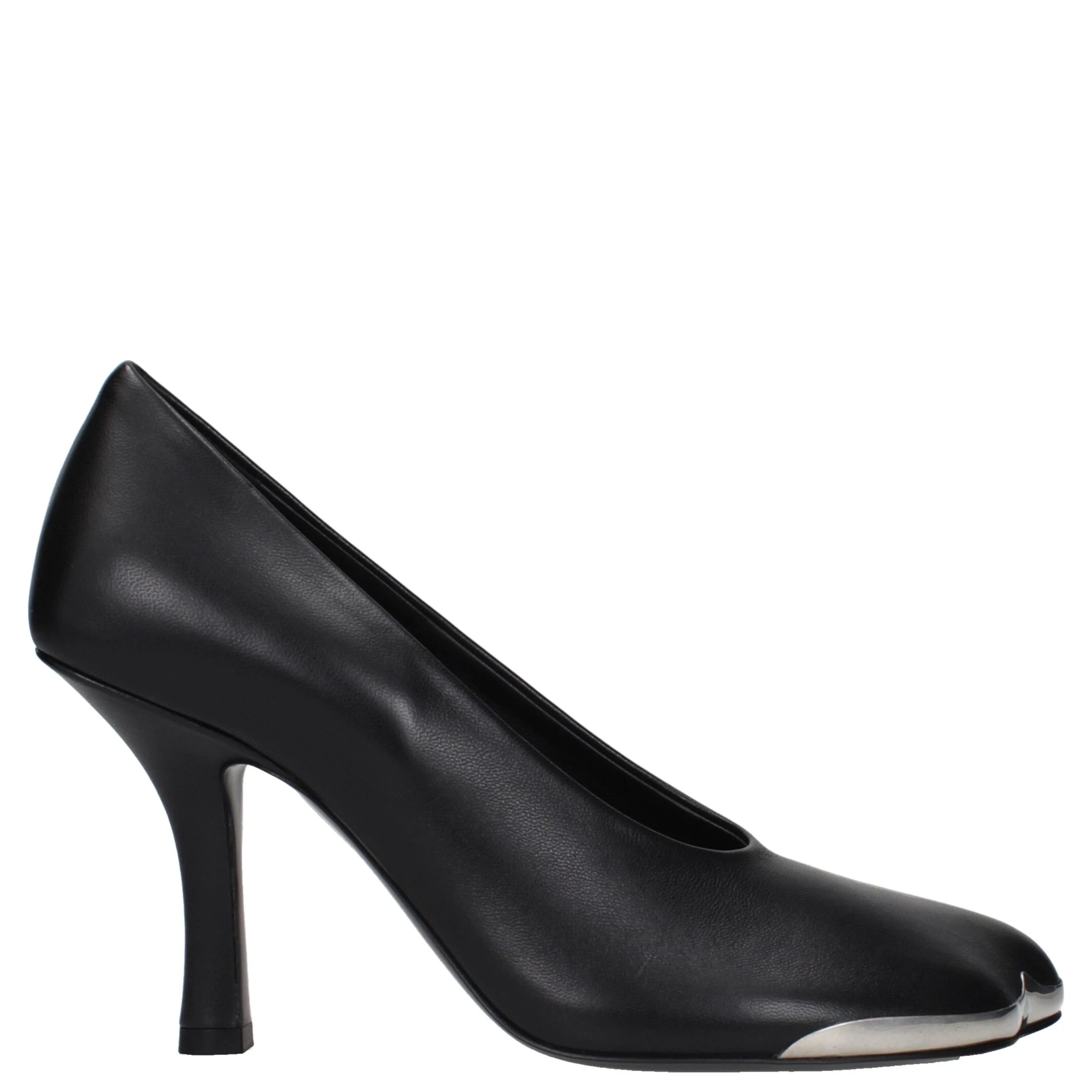 Black Leather High Heel Pumps
