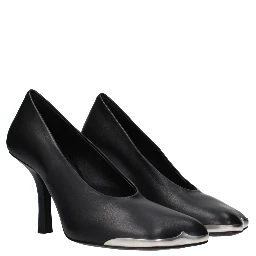 Black Leather High Heel Pumps
