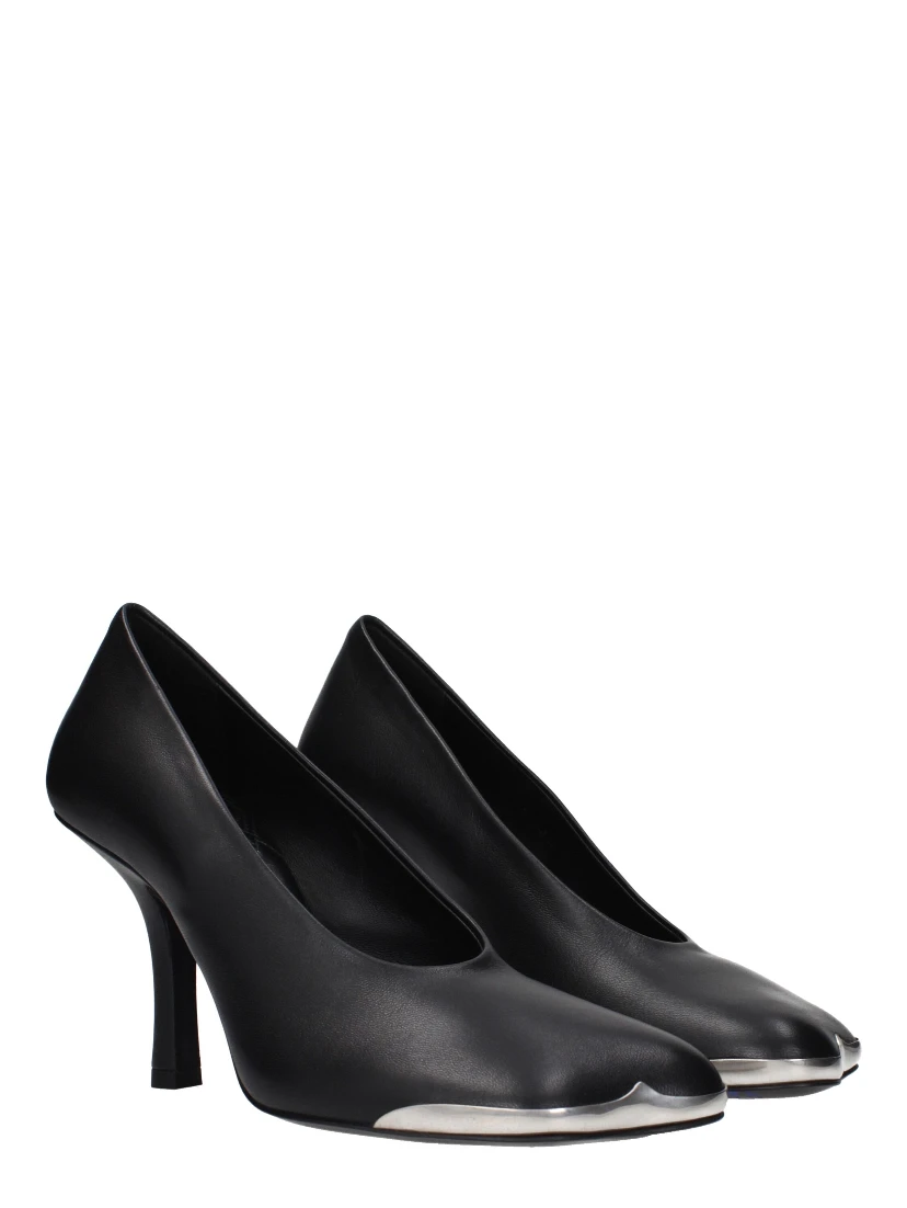 Black Leather High Heel Pumps
