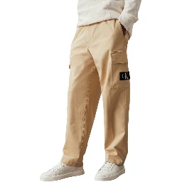 Beige Recycled Cotton Cargo Pants