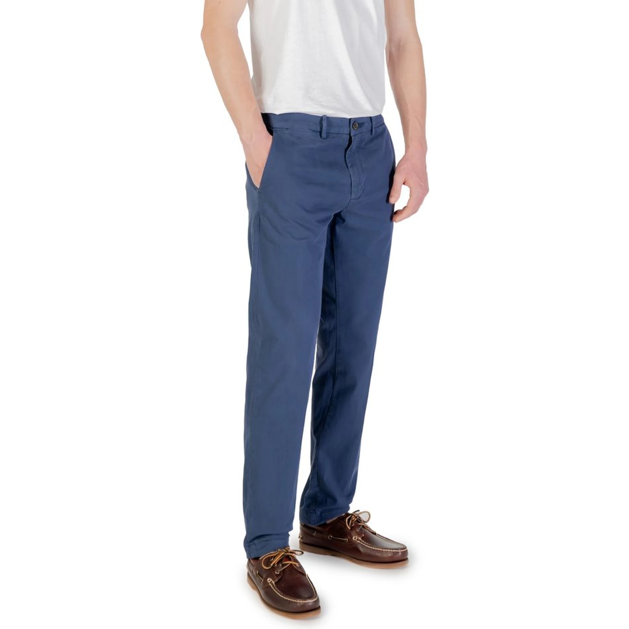 Blue Cotton Skinny Pants