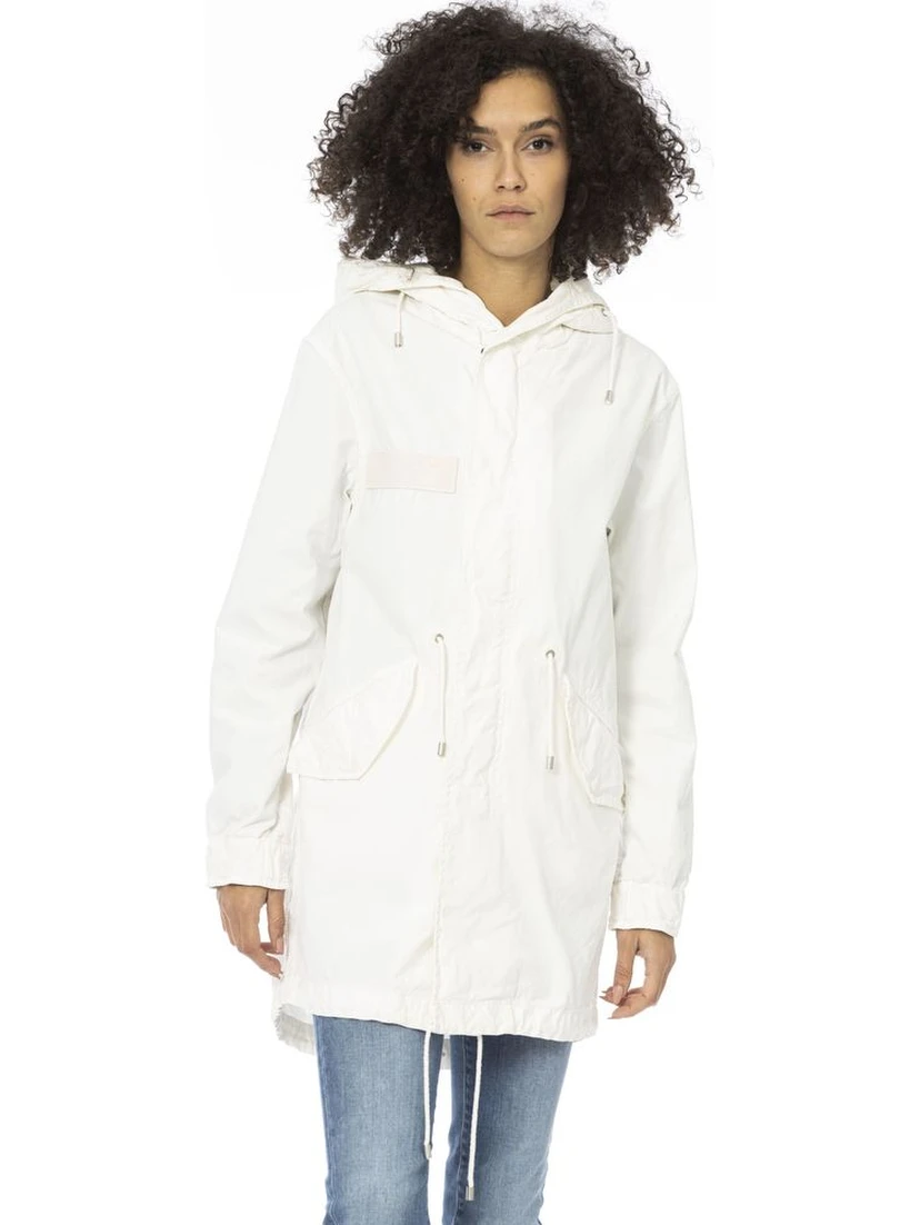 White Cotton Women Parka