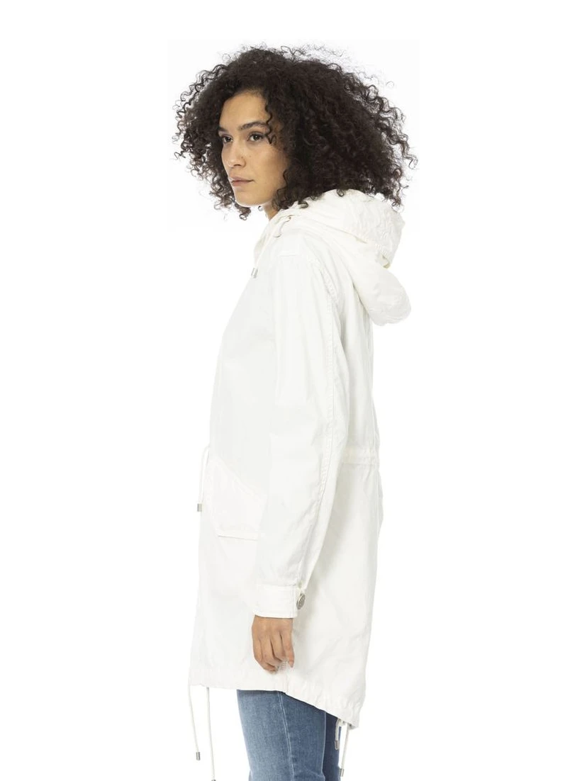 White Cotton Women Parka