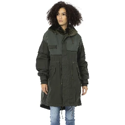 Green Cotton Women Parka