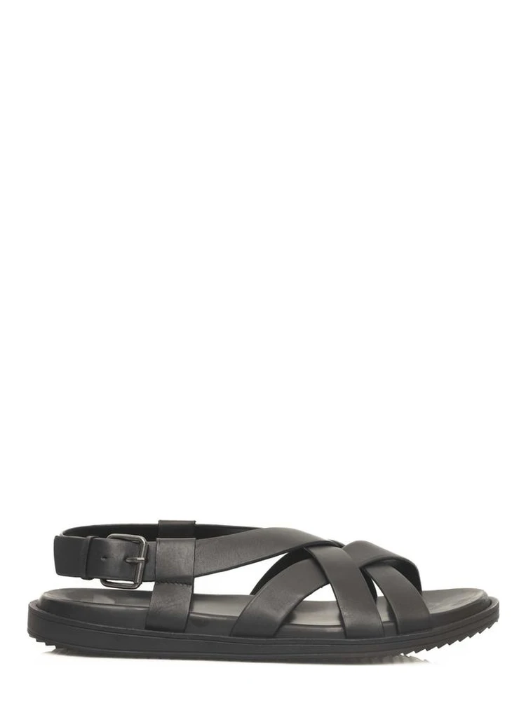Black Leather Men Sandal