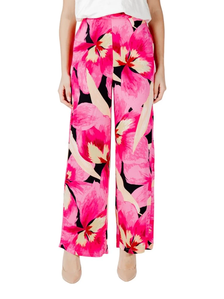 Pink Viscose Casual Pants