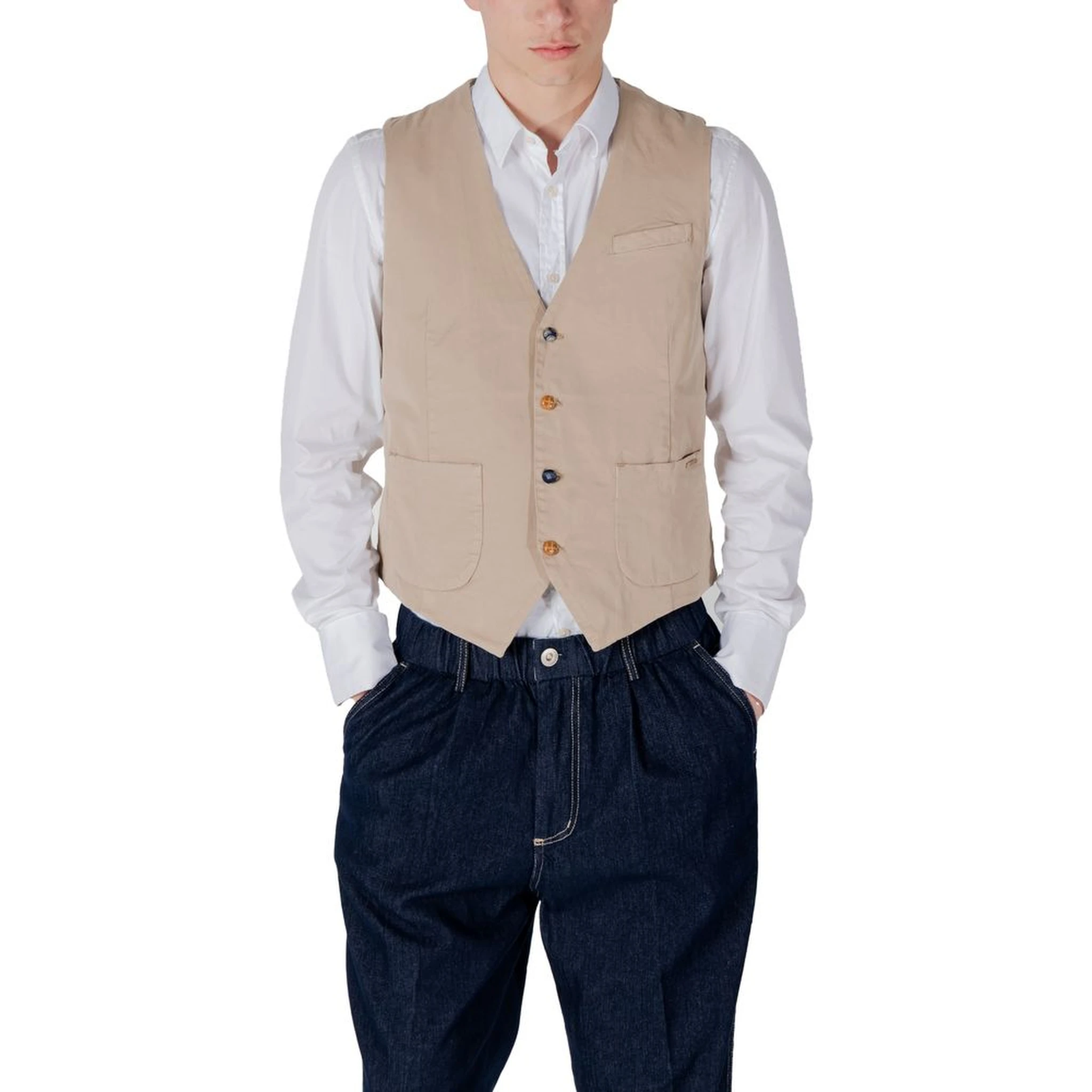 Beige Cotton Waistcoat