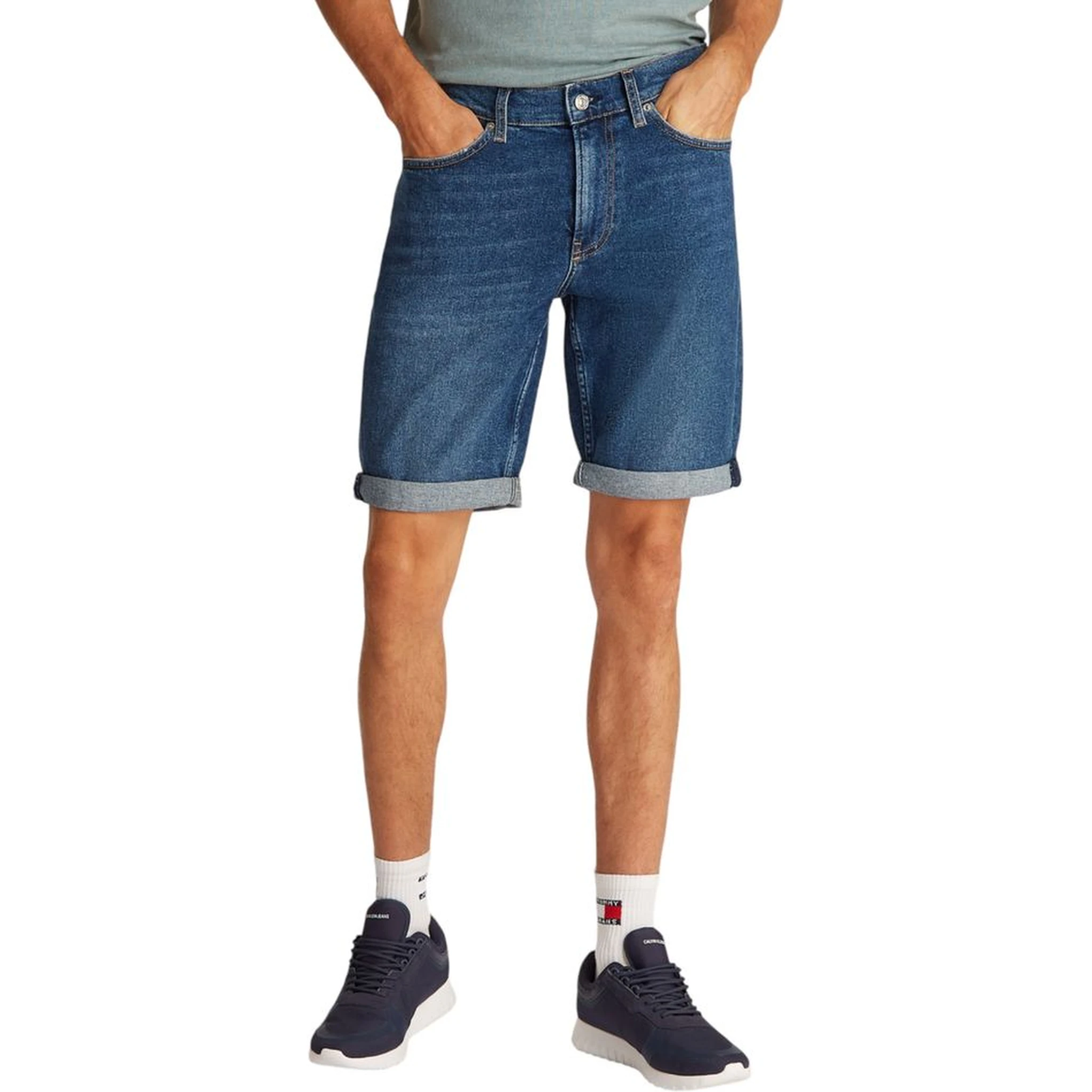 Blue Cotton Bermuda Shorts