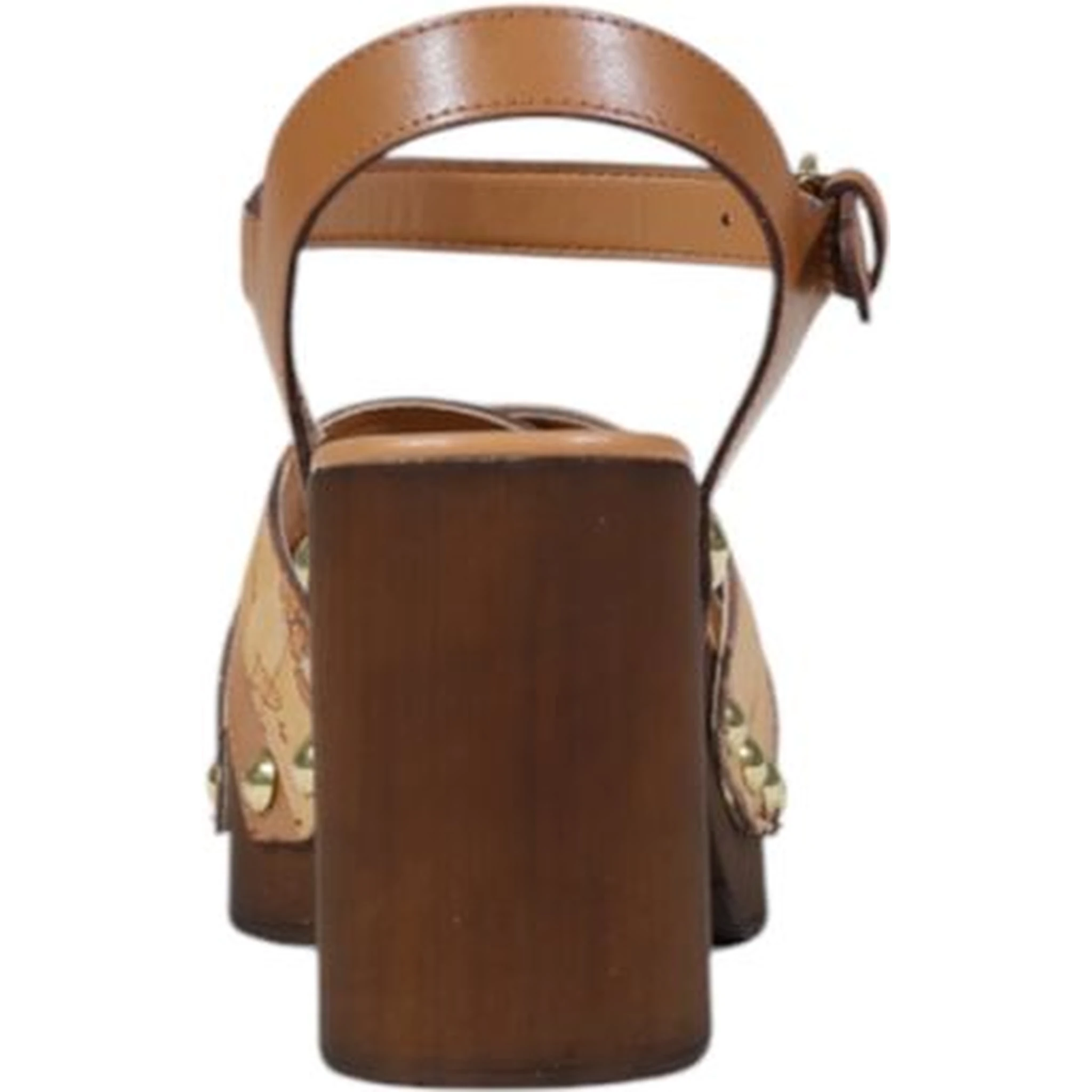 Beige Leather Platform Sandals