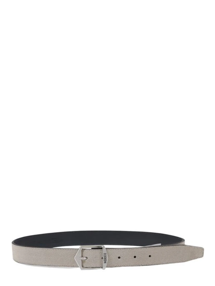 Gray Leather Regular Belt