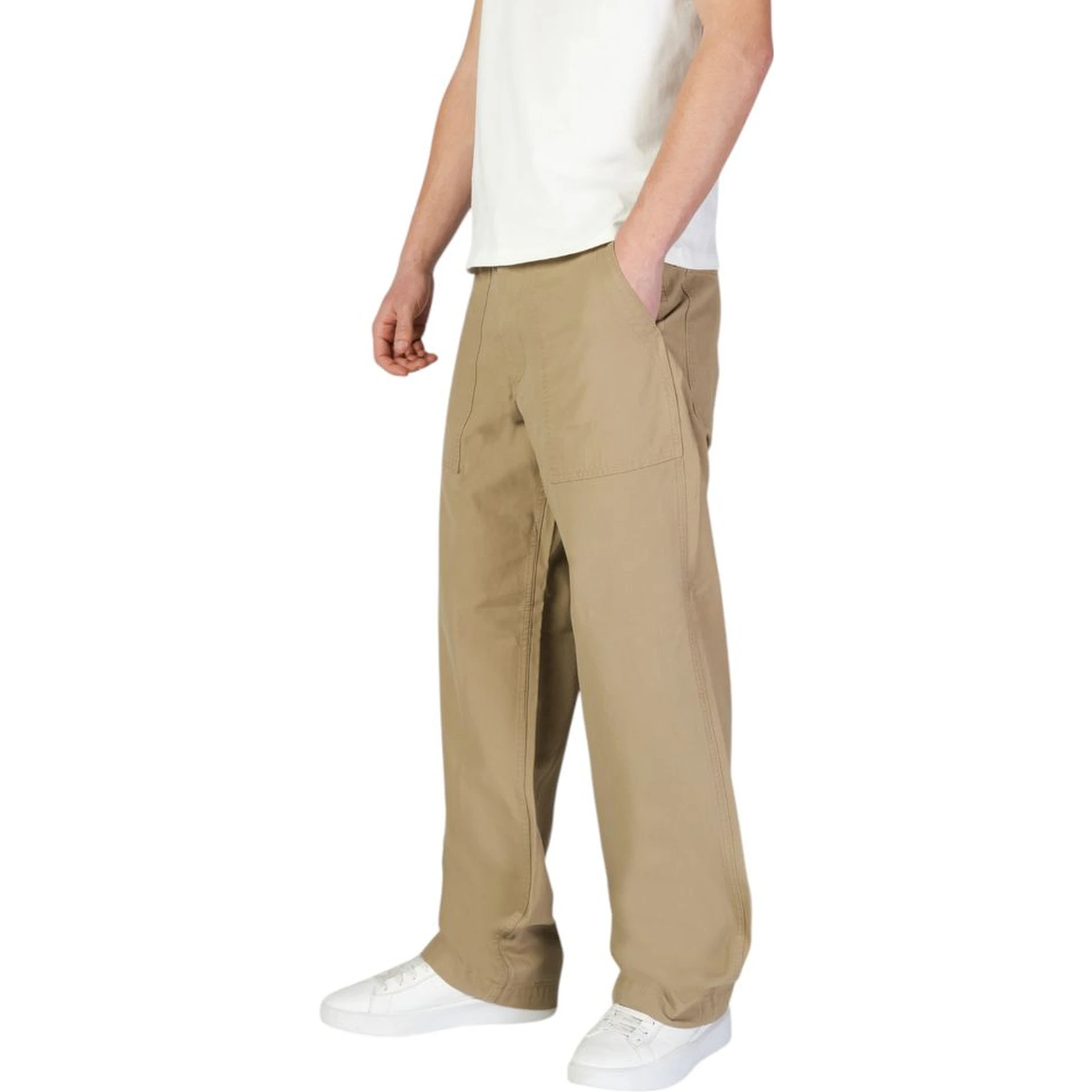 Beige Cotton Casual Pants