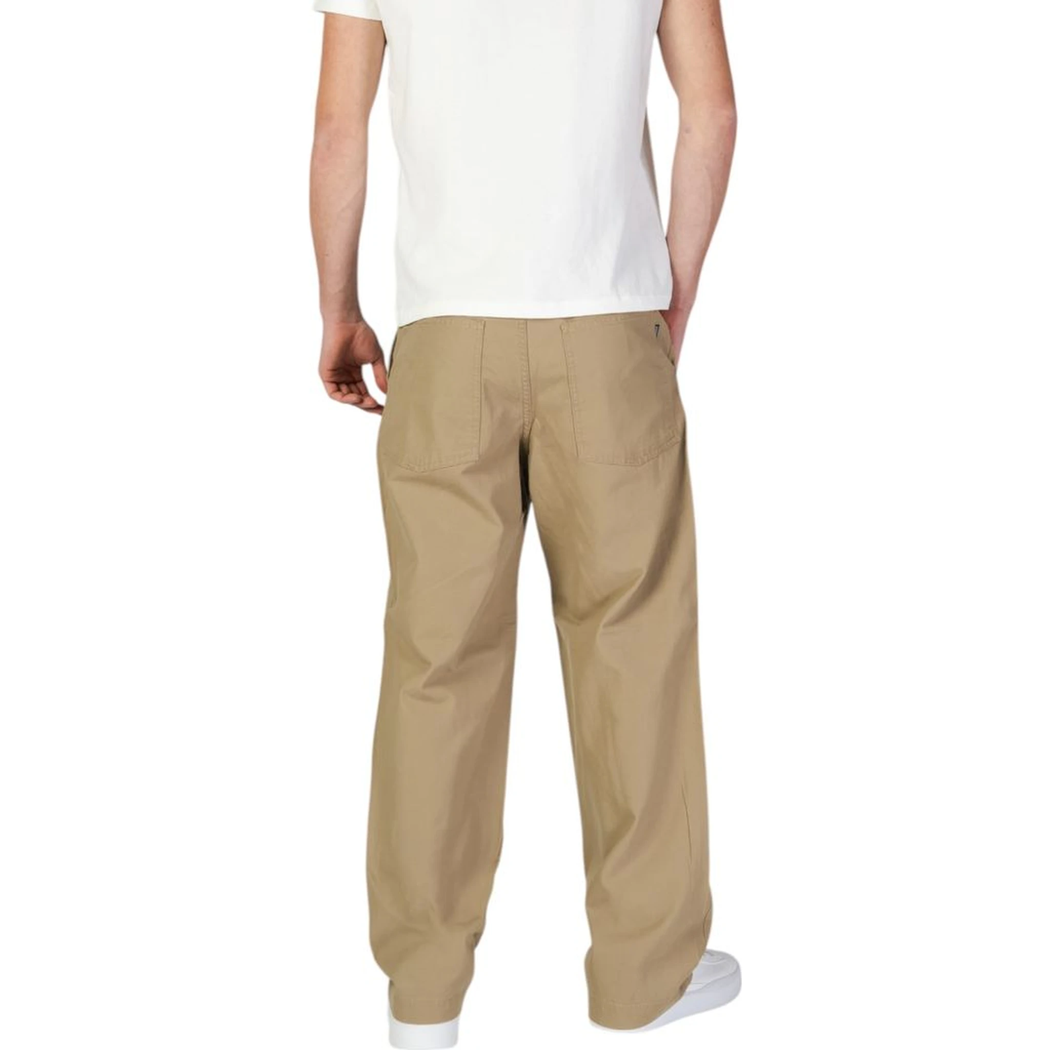 Beige Cotton Casual Pants