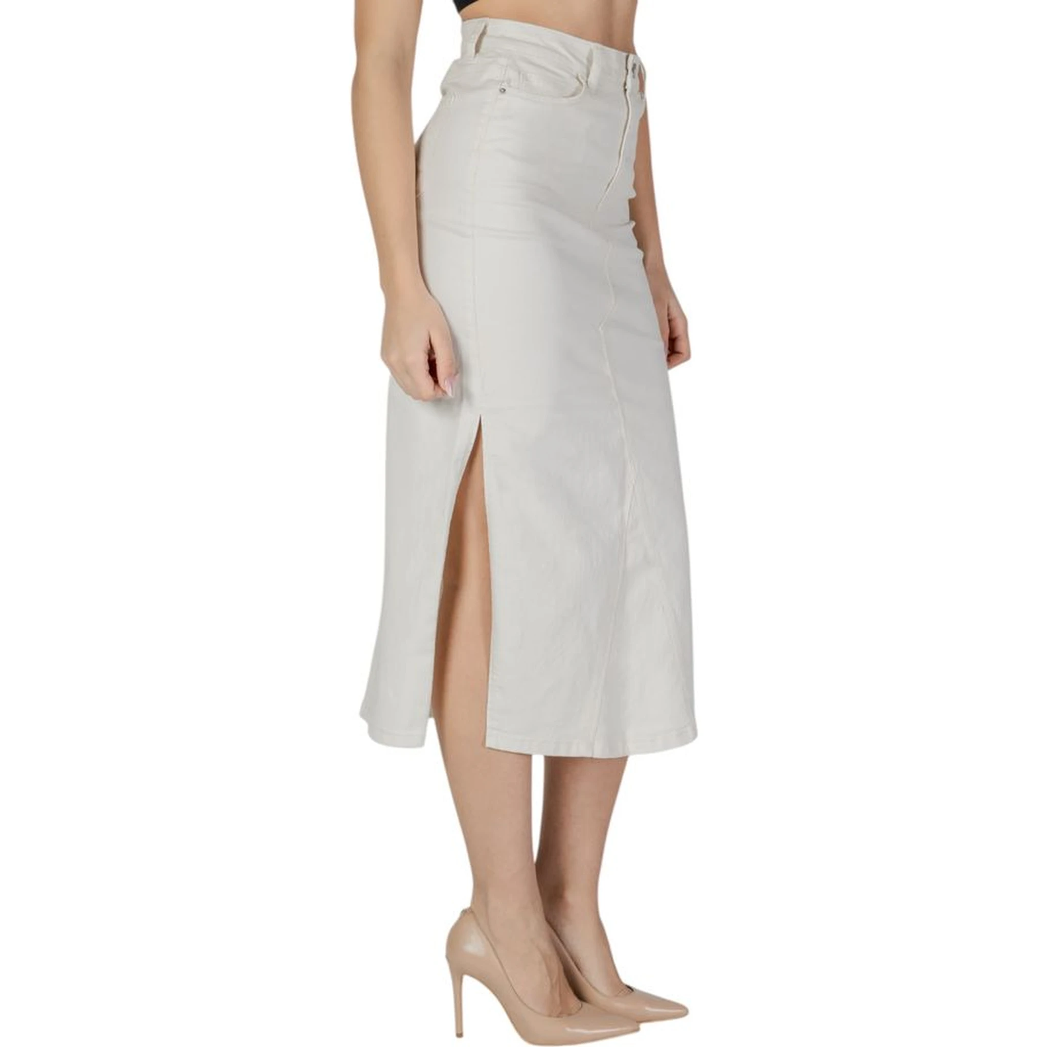 Cream Cotton Long Skirt