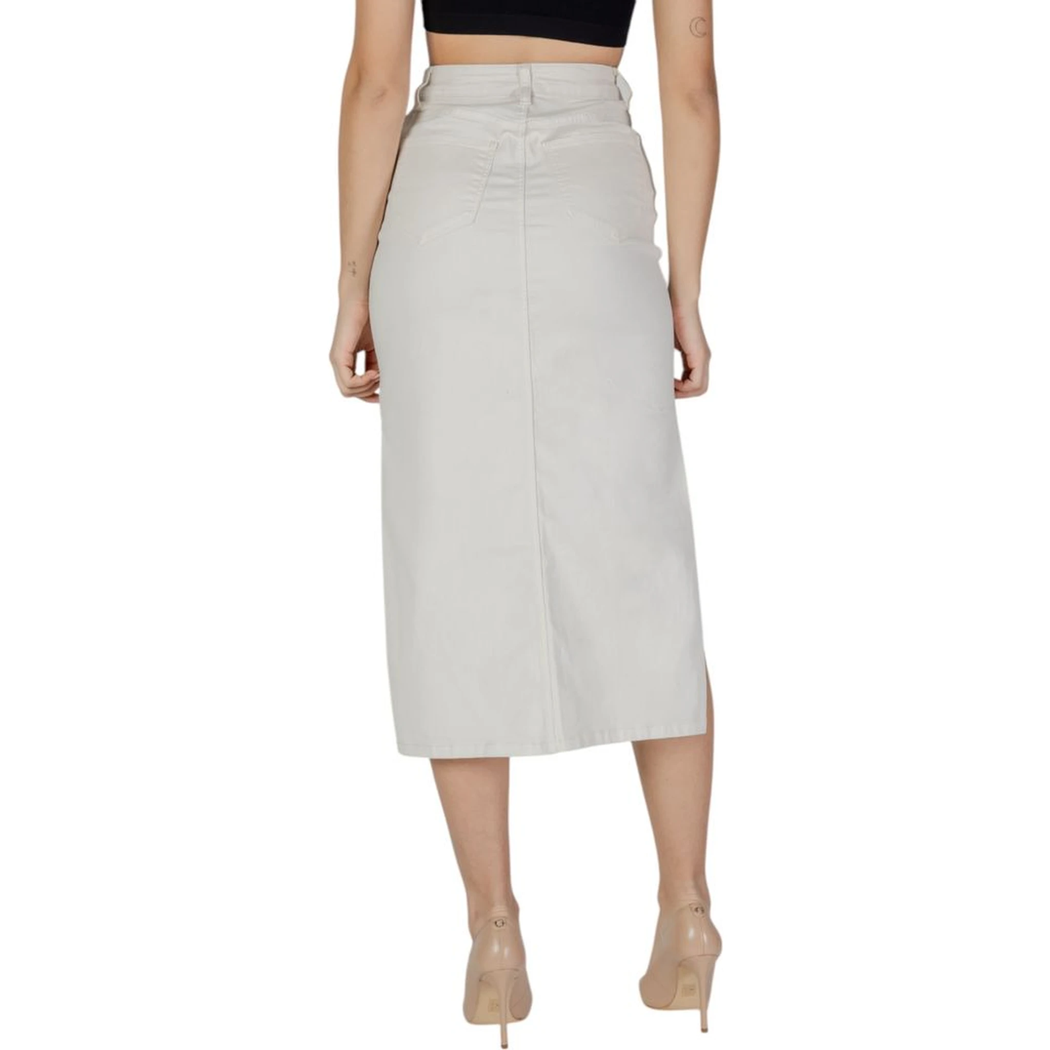 Cream Cotton Long Skirt