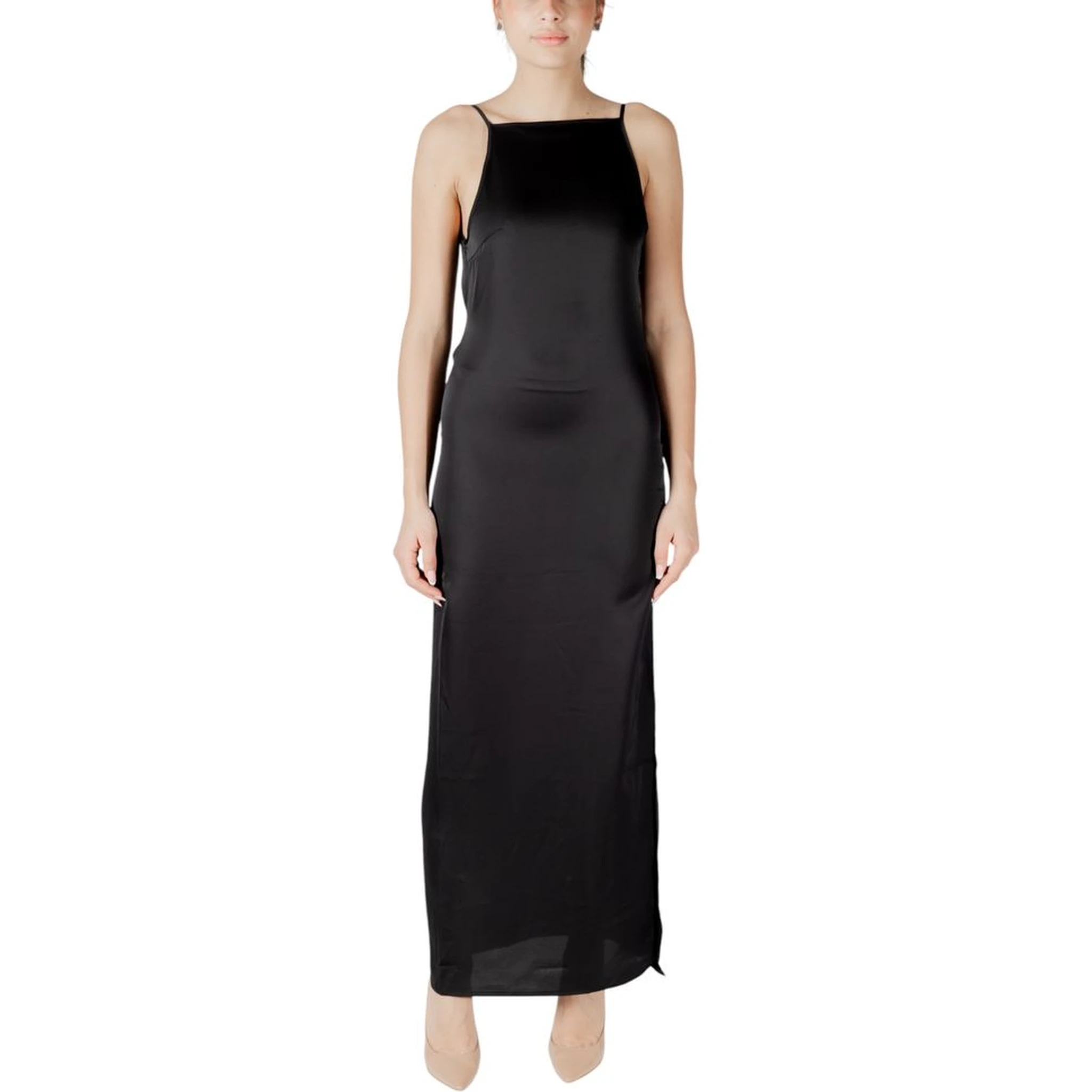 Black Recycled Polyester Long Dress