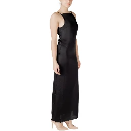 Black Recycled Polyester Long Dress