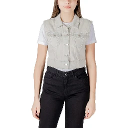 Light Blue Cotton Sleveless Jacket