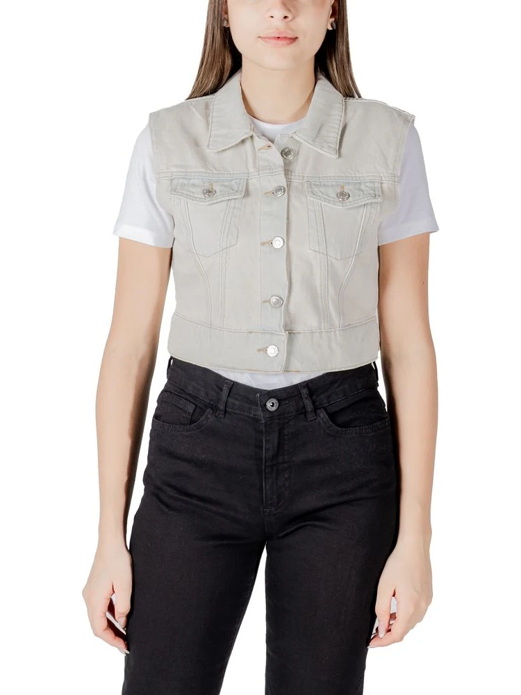 Light Blue Cotton Sleveless Jacket