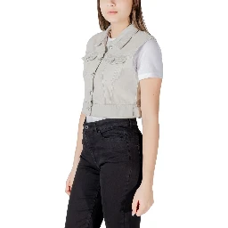 Light Blue Cotton Sleveless Jacket