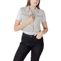 Light Blue Cotton Sleveless Jacket