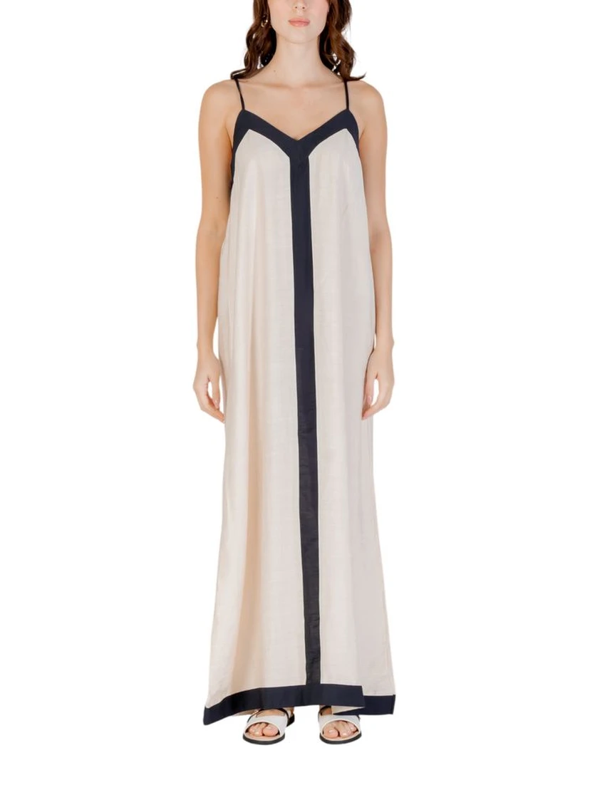 Beige Nylon Long Dress