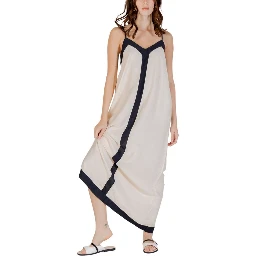 Beige Nylon Long Dress