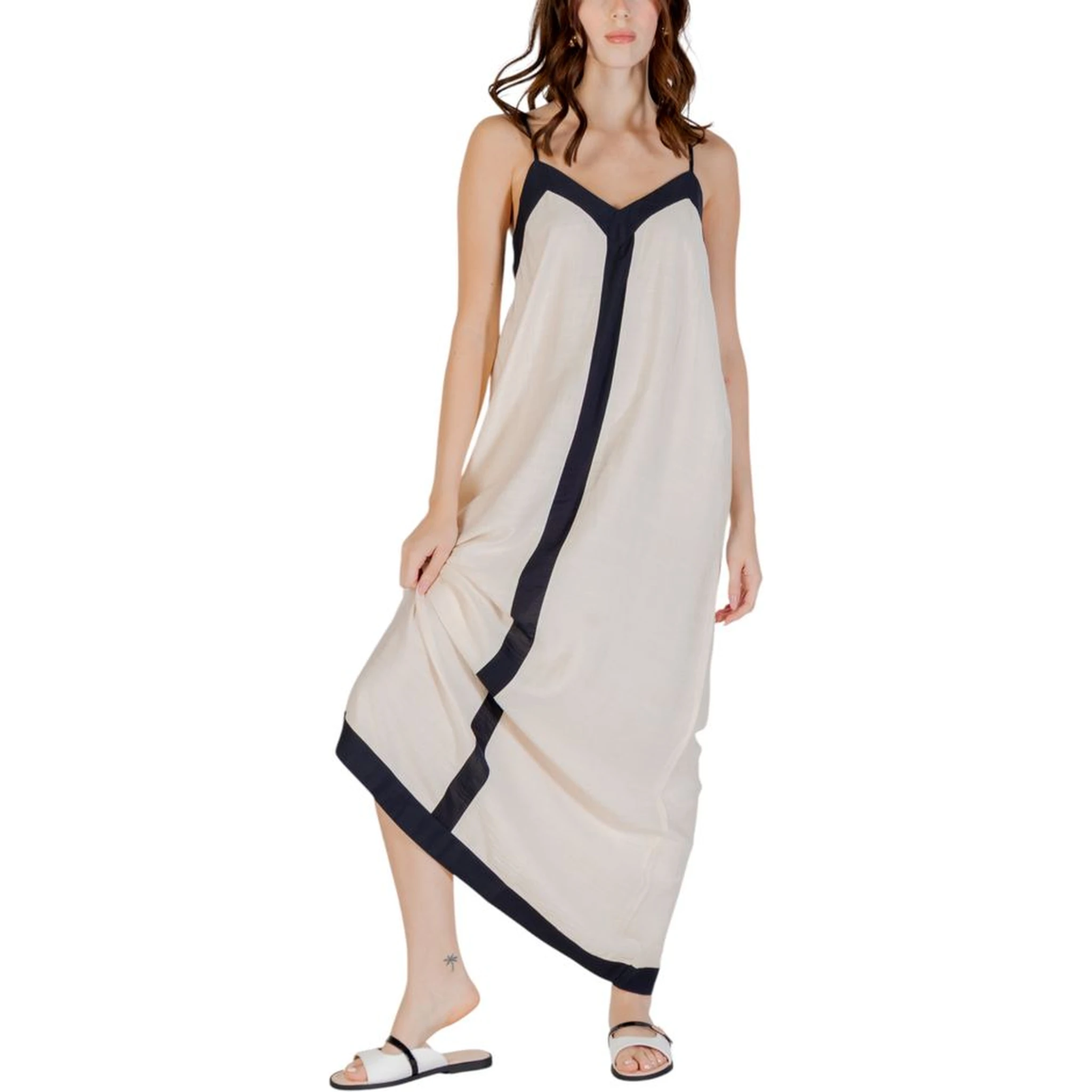 Beige Nylon Long Dress