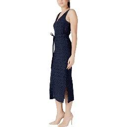 Blue Recycled Polyester Midi Dress